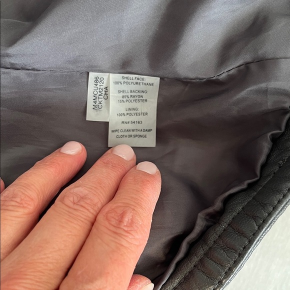 Calvin Klein Charcoal Grey Faux Leather Biker Jacket, Size M - Picture 15 of 16